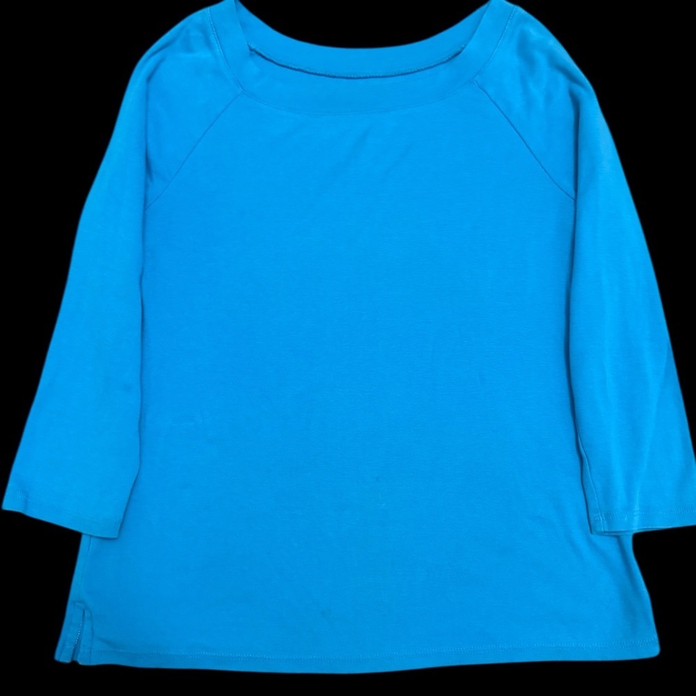 Talbots Petite Pima Cotton Blue Long Sleeve Tee Size MP